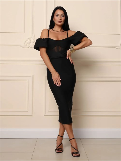 Платье футляр вечернее бандажное SeDress-Mary-black