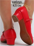 Туфли для народных танцев на широком каблуке с ремешком ZZFolk-dance-red