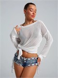 туника прозрачная лонгслив накидка на купальник SeTop-beach-white