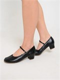 Туфли народные на широком каблуке с ремешком Folk-dance-black