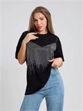 Футболка со стразами SeFutb-long-black