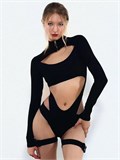 Комбинезон для танцев с лямками гартерами SeKombez-rita-black