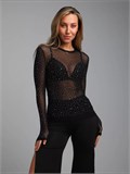 Прозрачная водолазка со стразами SeTop-shine-black