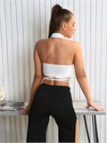 Топ халтер майка с завязками на талии для танцев Halter-white