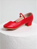 Туфли для народных танцев на широком каблуке с ремешком Folk-dance-red