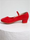 Туфли для народных танцев на широком каблуке с ремешком Folk-dance-red